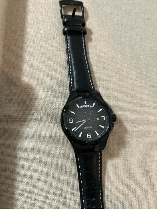 Other - Black Men’s Day-Date Wristwatch with Leather Strap